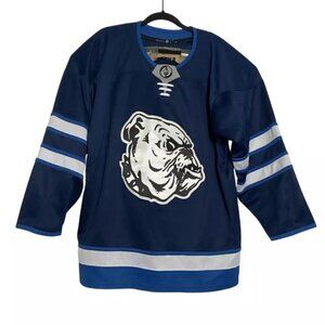 Hockey Monkey Bulldog Mens Blue Long Sleeve Athletic Jersey #15 Size XL
